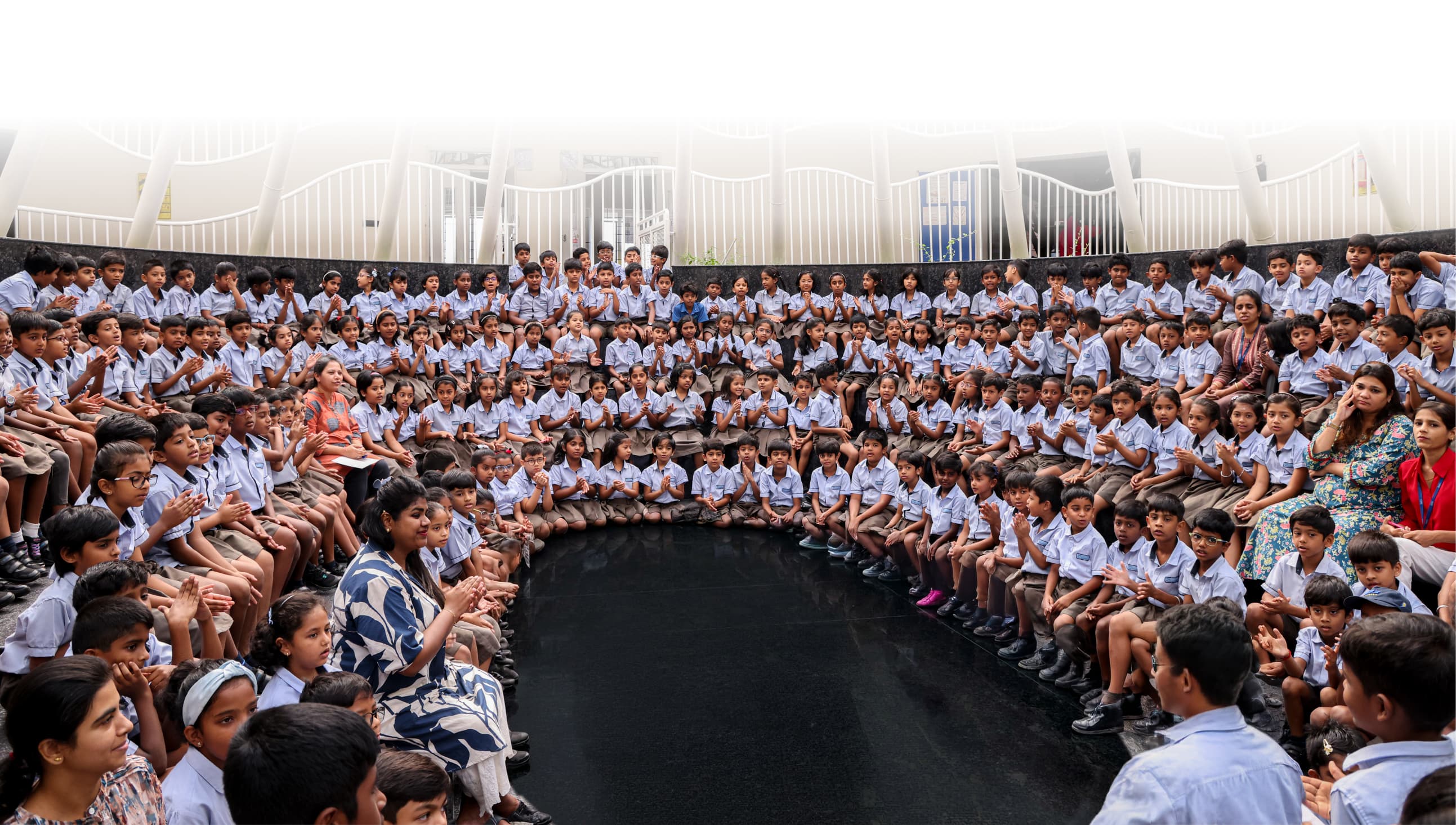 Students in circular seating